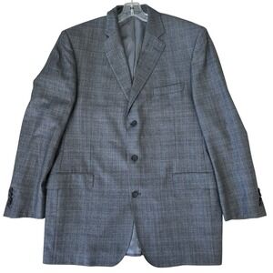Jack Victor Men's Blazer Sport Coat Jacket 46L Wool Silk Plaid Gray Black Canada